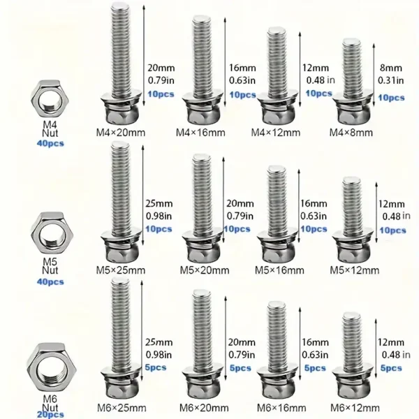 573a709e-2f35-436a-be3a-952be6e30bdf 200pcs Stainless Steel Hex Screws