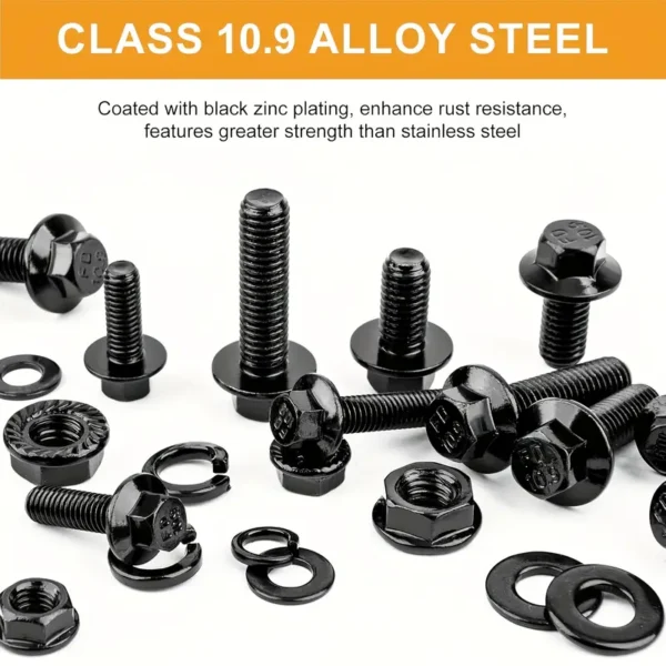 252pcs Flange Hex Head Bolt Nut Washer Kit