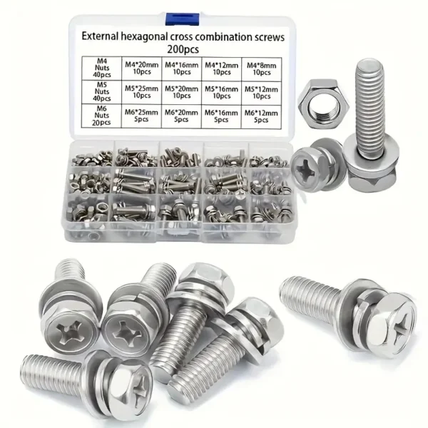dbc51c72-c82c-433c-946f-28066ce57ee2 200pcs Stainless Steel Hex Screws